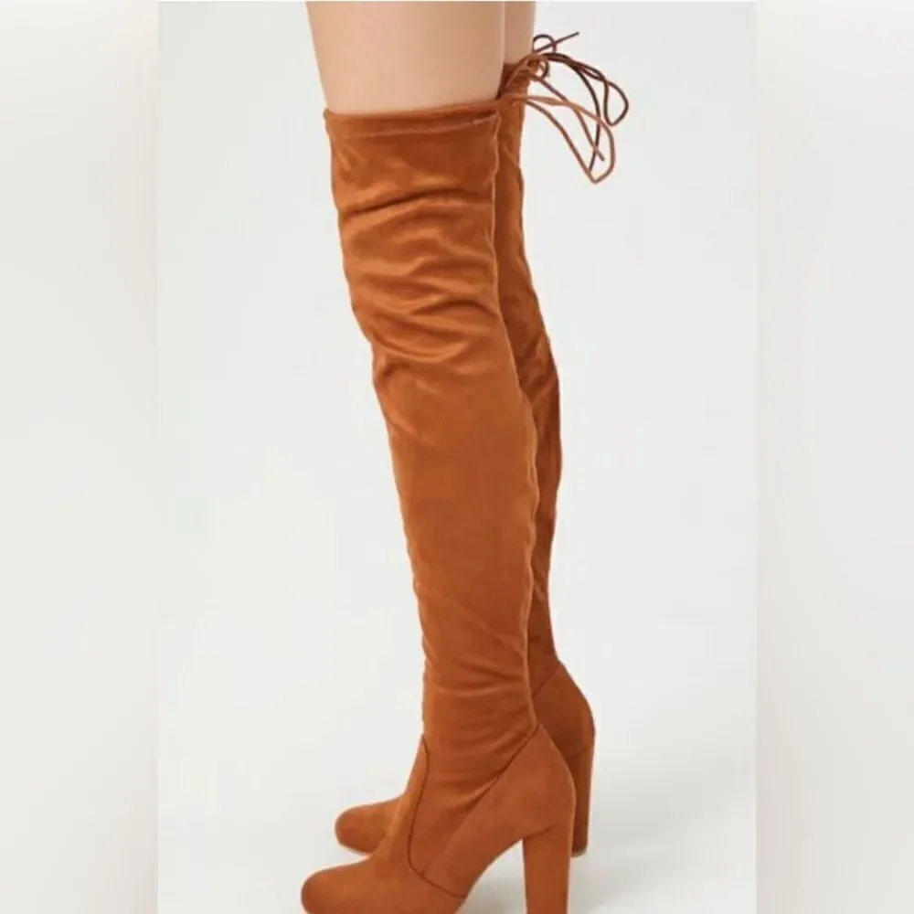 FOREVER 21 BROWN OVER THE KNEE BOOTS
